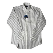 Club Room Striped Dress Shirt Iron-Free Cotton Button Down Long Sleeve 16 34/35 picture