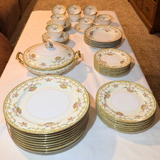 Noritake Vintage Arlene Dishes Green edge Tan scroll Multifloral Rim -You Choose picture