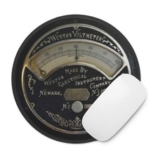 Vintage Weston Voltmeter - Newark NJ USA- Late 1800s - Round Mouse Pad – 8 Inch picture