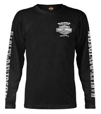 Harley-Davidson Men's Skull Lightning Crest Graphic Long Sleeve Shirt, Black picture