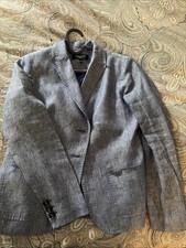 Talbots 100% Linen Blue Chambray Womens Jacket Blazer 2P Preppy Coastal NWOT picture