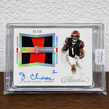 2021 Panini Flawless JA'MARR CHASE True RPA Silver /20 BOOKEND 01/20 Patch Auto picture