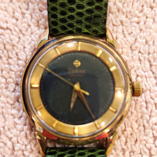 Zodiac Glorona Vintage 1950s Automatic Black/Gold Dial Gold Plated 32-36mm picture