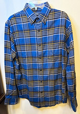 NWOT Lands' End Men’s Flannel Shirt Blue Plaid Traditional Fit Men's Size Medium picture
