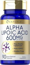Acido Alfa Lipoico 600 Mg 90 Capsulas Pastillas Alta Calidad Puro Sin Gluten OMG picture
