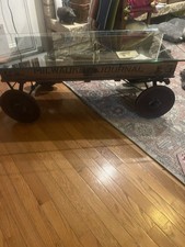 Antique 1900s Rare Milwaukee Journal Newspaper Wooden Wagon  picture