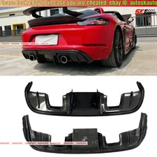 Carbon Fiber/Black Rear Diffuser Bumper Lip For 17-25 Porsche 718 Cayman Boxster picture