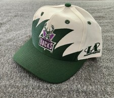 RARE VTG 90s Milwaukee Bucks Logo Athletic Sharktooth Snapback Hat CLEAN Taiwan picture