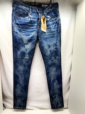 PRPS Men's Blue Solid Denim Skinny Jeans Size 33 5-Pocket Logo Pockets picture