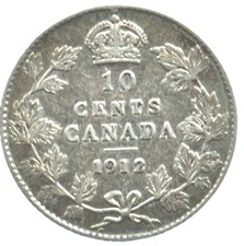 1912 🇨🇦 CANADA Canadian 10c Cent King George V Silver Dime  picture
