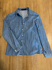 The Limited Women's Small Blue Denim Chambray 100% Cotton Button-Up Long Sleeve picture