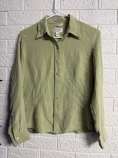 Talbots Pure Silk Blouse Button Up Stretch Size 10 Quiet Luxury Minimalist picture
