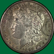 1897-O Morgan Dollar Choice Almost Uncirculated AU+ Coin, Wiped #47274 picture
