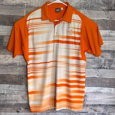 Puma Cool Cell Mens Polo Shirt Large Orange White Golf Performance Preppy picture