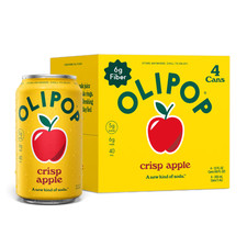 OLIPOP Crisp Apple Soda – 4 Pack, 12 oz Cans,Prebiotic Soda-free shipping picture