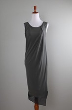 HELMUT LANG $545 Slinky Stretch Sheer Back Silk Trim Tank Dress Size Small picture