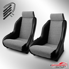 1PC black and white plaid color PVC Leather Bucket Seats with Sliders,1PC picture