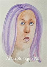 Original Watercolor Woman Portrait No. 87 – Small A5 Figurative Art picture