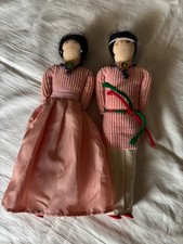 Vintage Mexican Folk Art Dolls Set of 2 Senorita Senor 1950s picture