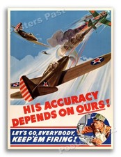 “His Accuracy Depends on Ours” Vintage Style 1942 World War 2 Poster - 18x24 picture