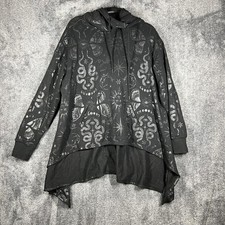 Nightfall By Torrid Tunic Hoodie Womens 0 Black Hooded Pockets Graphic Fleece picture