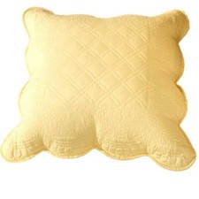 Tache Yellow Matelasse Scalloped Quilted Pillow Shams Pair Boho Bedroom Decor picture