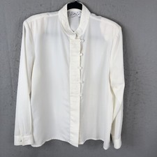 Feminine Top Womens Large White Secretary Embroidery Coquette Romantic Victorian picture