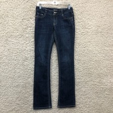 Cache Jeans 4 Women Blue Denim Boot Cut Low Rise Stretch Dark Wash Pocket Casual picture