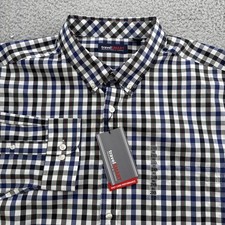 TravelSmart Dress Casual Shirt Mens XXL Big 2XB L/S White Plaid Roundtree &Yorke picture
