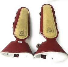 RED HORSE LEG PROTECTOR BOOTS. CANILLERAS PARA CABALLO. CHARRO HORSE GEAR picture