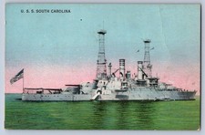 K67/ Interesting Postcard c1910 Patriotic U.S.S. South Carolina Battleship 391 picture