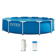 Intex Metal Frame 12 ft x 30 in Above Ground Pool Set, 12ft X 30in, Blue picture