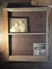 Rustic Hillbilly Wall Art Farmhouse Wood Window Pane Stressed Paint 26.5x24 OLD picture