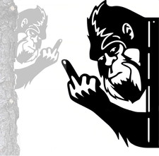 Peaking a Boo Flipping off Bigfoot Animal Metal Sign Art Ornament, Animals Peeki picture
