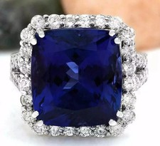 7.50 Ct Cushion Cut Natural Sapphire & Diamond Wedding Ring 14K White Gold Sz 8 picture