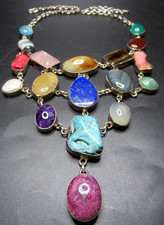 Amazing Artisan Made Genuine Gemstone Bib Necklace picture