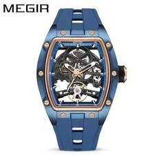MEGIR Men's Automatic Mechanical Watch Skeleton Luminous Silicone Sports Luxury picture