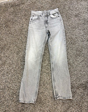 Zara Women's Gray Light Wash Straight Leg Denim Jeans Mid Rise, Size 4 picture