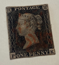 1840 Great Britain One Penny Black Stamp antique United Kingdom British UK picture