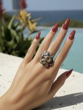 Vintage Stephen Dweck 925 Sterling Silver Multistone Citrine Cluster Ring Size 7 picture