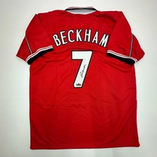 Facsimile Autographed David Beckham Manchester United Red Reprint Jersey XL picture