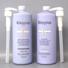 W/PUMPS Kerastase Blond Absolu Bain Ultra Violet & Fondant Cicaflash 34oz/1000ml picture