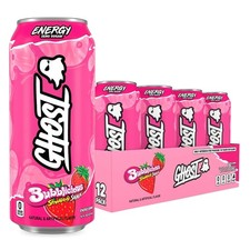 GHOST Energy Drink, Zero Sugars, 12-Pack - Bubblicious Strawberry Splash | Energ picture