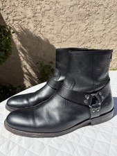 Frye Mens Harness Motorcycle Zip Black Leather Ankle Boots 8R Size 11.5 82992 picture