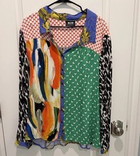 Maeve by Anthropologie Women's Paz Contrast Blouse Colorful Wearable Art XL picture