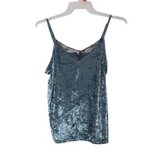 NWT Massini Stacy London Womens XL Teal Crushed Velvet Lace Cami Top Whimsigoth picture