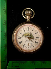 Antique Elgin pocket watch with a floral fancy dial and American Eagle case. picture
