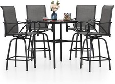 5 Piece Bar Height Patio Dining Set Outdoor Table Chair For Garden Heavy Duty picture