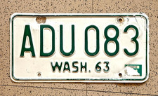 1964/1963 WASHINGTON license plate — KING CO — ORIGINAL vintage antique car tag picture