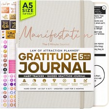 Gratitude Manifesting Journal, Hardcover A5 Undated 5 Min-Day Positivity Planner picture